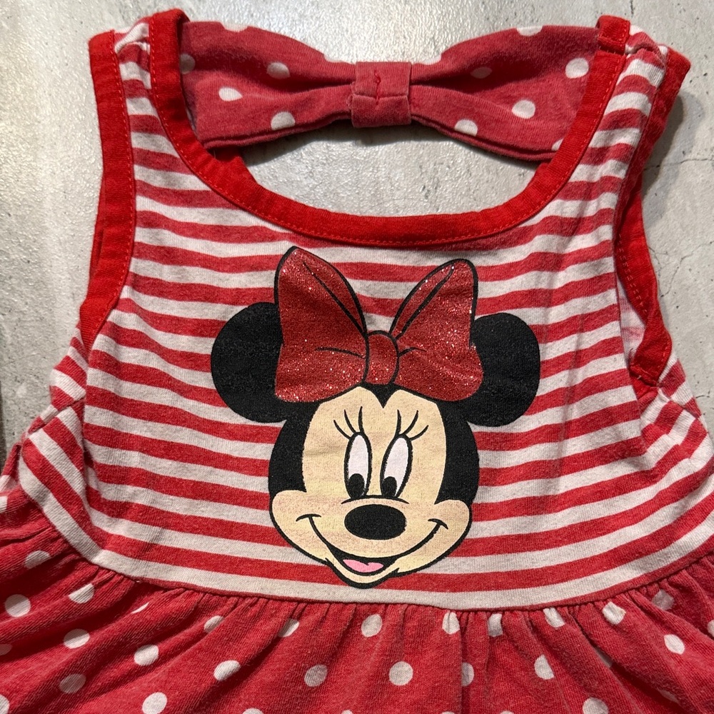 Disney Red and White Minnie Mouse Polka Dot Dress with Bow - Picture 2 of 4